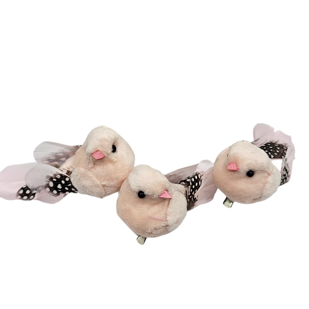 Christmas Pink Sparrow Ornaments Decorations Handmade With Clips